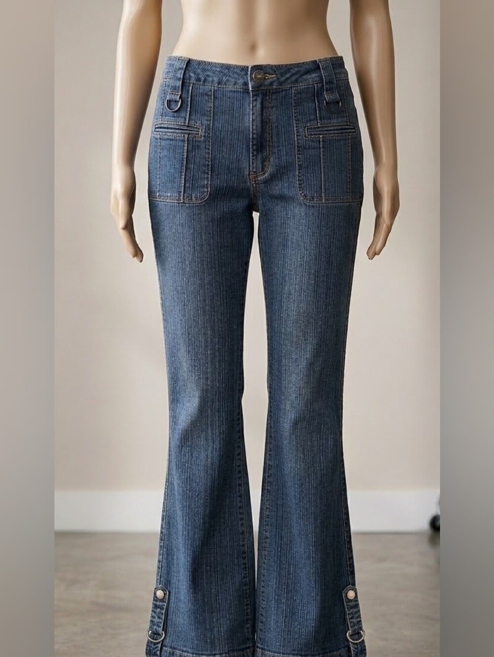 Vintage Y2K Apollo Flare Jeans – Utility Pocket Denim (Size 15/16)